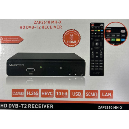 Master ZAP2610-MH - Decodificador TDT - DVB-T2 - HEVC 265 10 bits - Full HD
